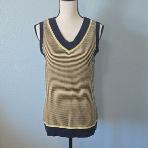 TAIL Contrast Trim Sweater Vest Gold Navy Vintage Inspired Sz Medium Golf Tennis